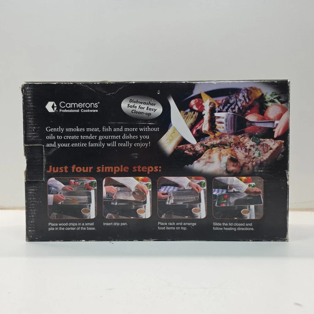 Camerons Professional Cookware Stovetop Smoker‎ Stainless Steel+ 2 Wood Chips